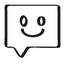 Piktogram, mosolygós arccal, egy szövegbuborékban